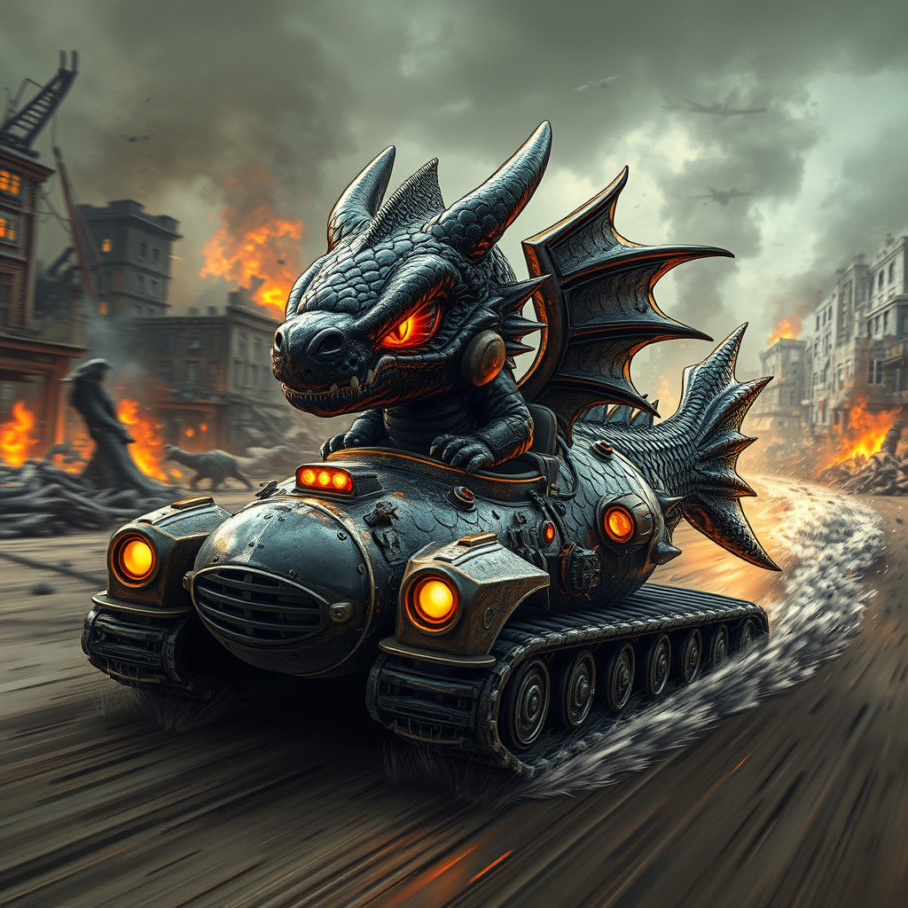 Chibi Dragon Races Fish Tank in Mad Max Wasteland