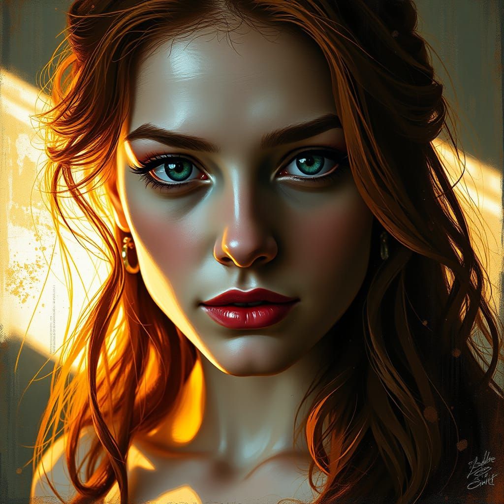 Impasto Portrait of Auburn Haired Woman