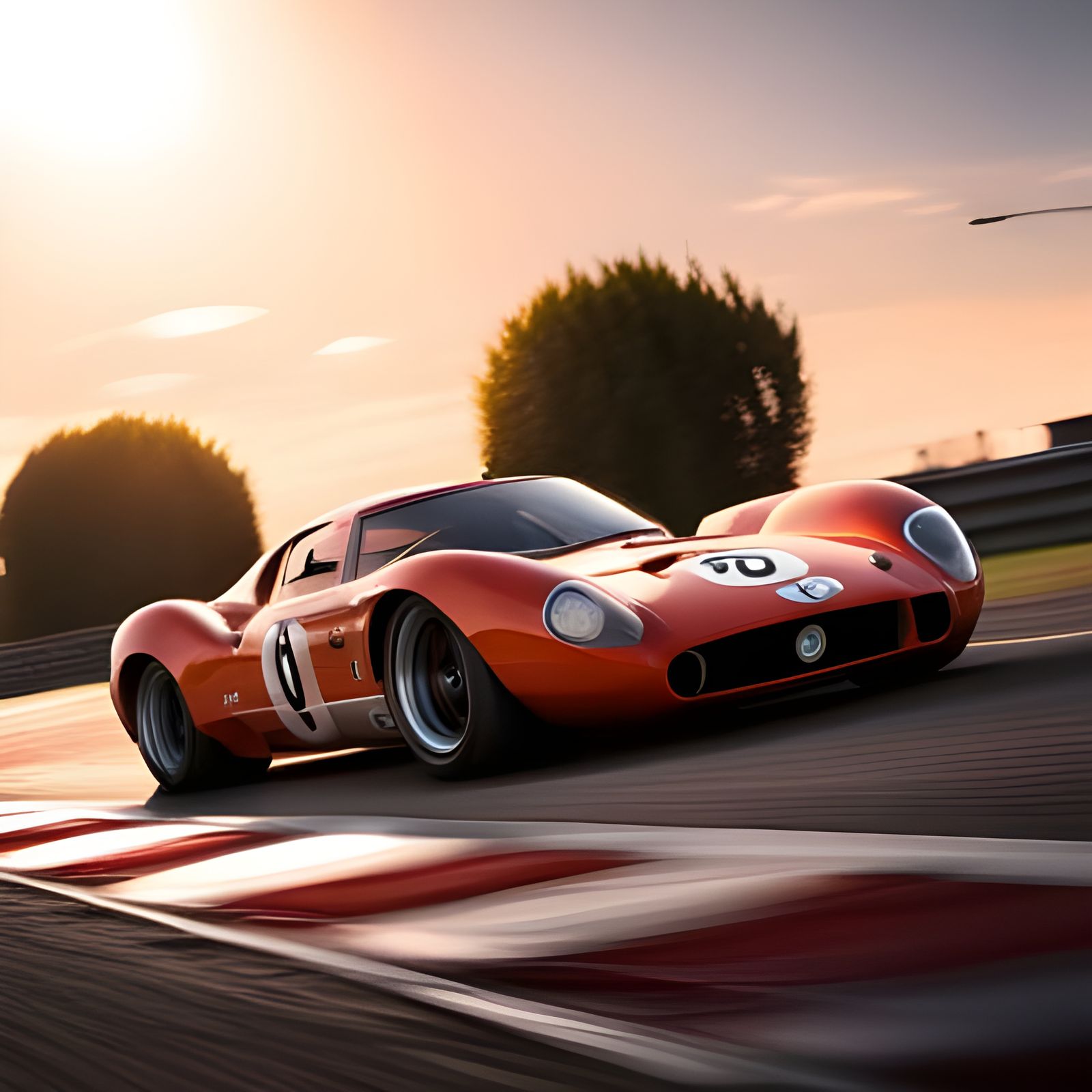 1960s Racing Cars at Le Mans: Hyperrealistic Photo