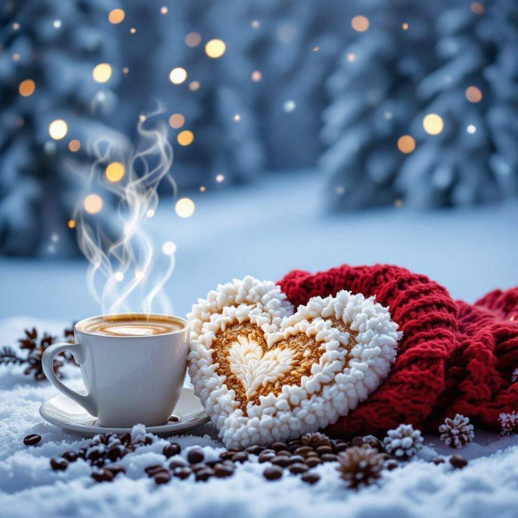 Heart Shape Coffee Morning Winter Friendship