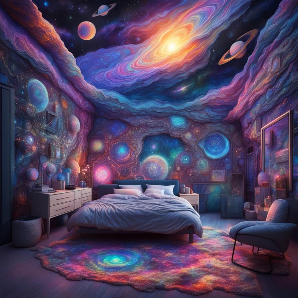 Cosmic Bedroom in Holographic Astral Illustration
