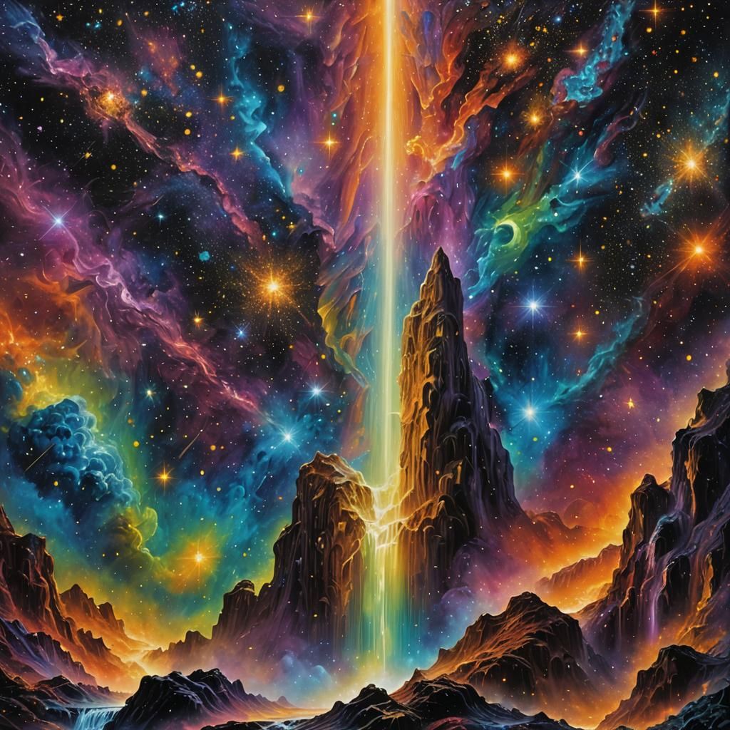 Luminous Waterfall of Stardust in Outer Space