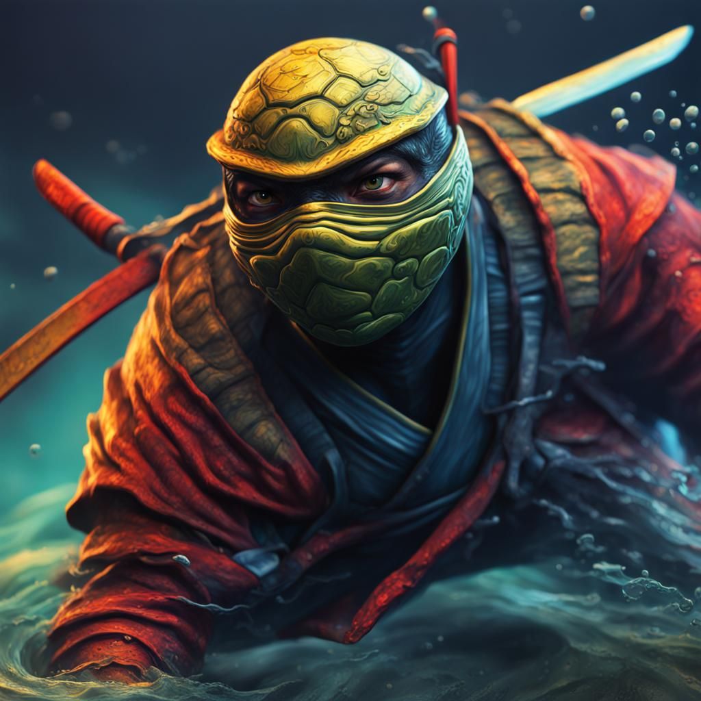 Hyperrealistic Ninja Turtle Splash Art