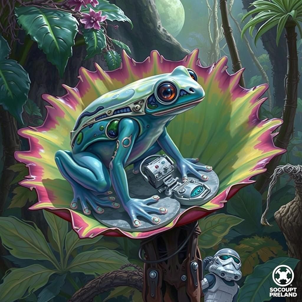 Iridescent Alien Poison Dart Frog on Distant Planet