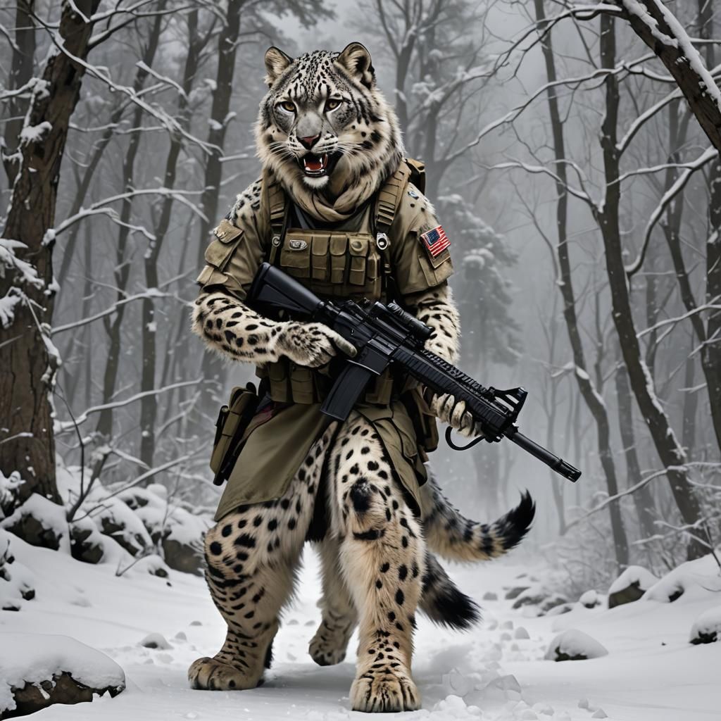 Female Werewolf Soldier with AR15: Photorealistic Art