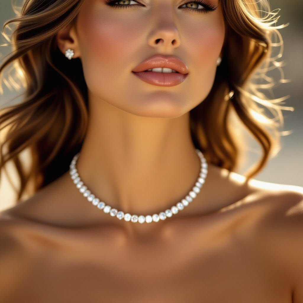 Diamond Necklace Close-Up in High-Contrast Style
