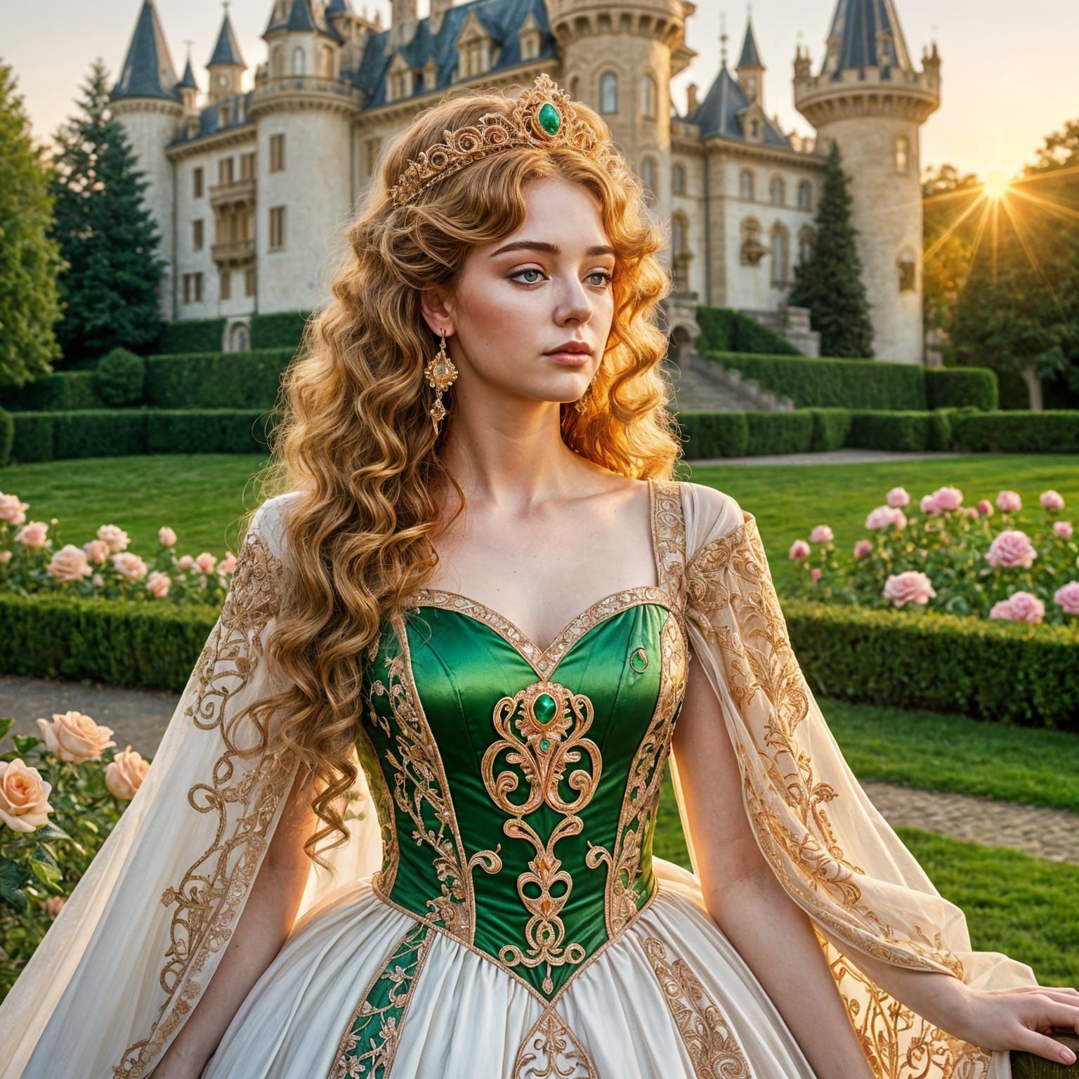 Princess with Rose Gold Hair, Klimt-Inspired