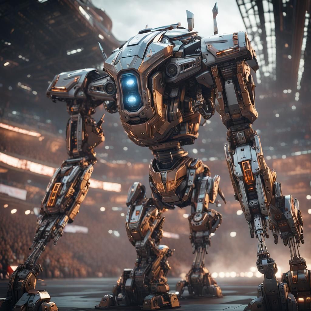 Futuristic Robot Race in Neon Cyberpunk City