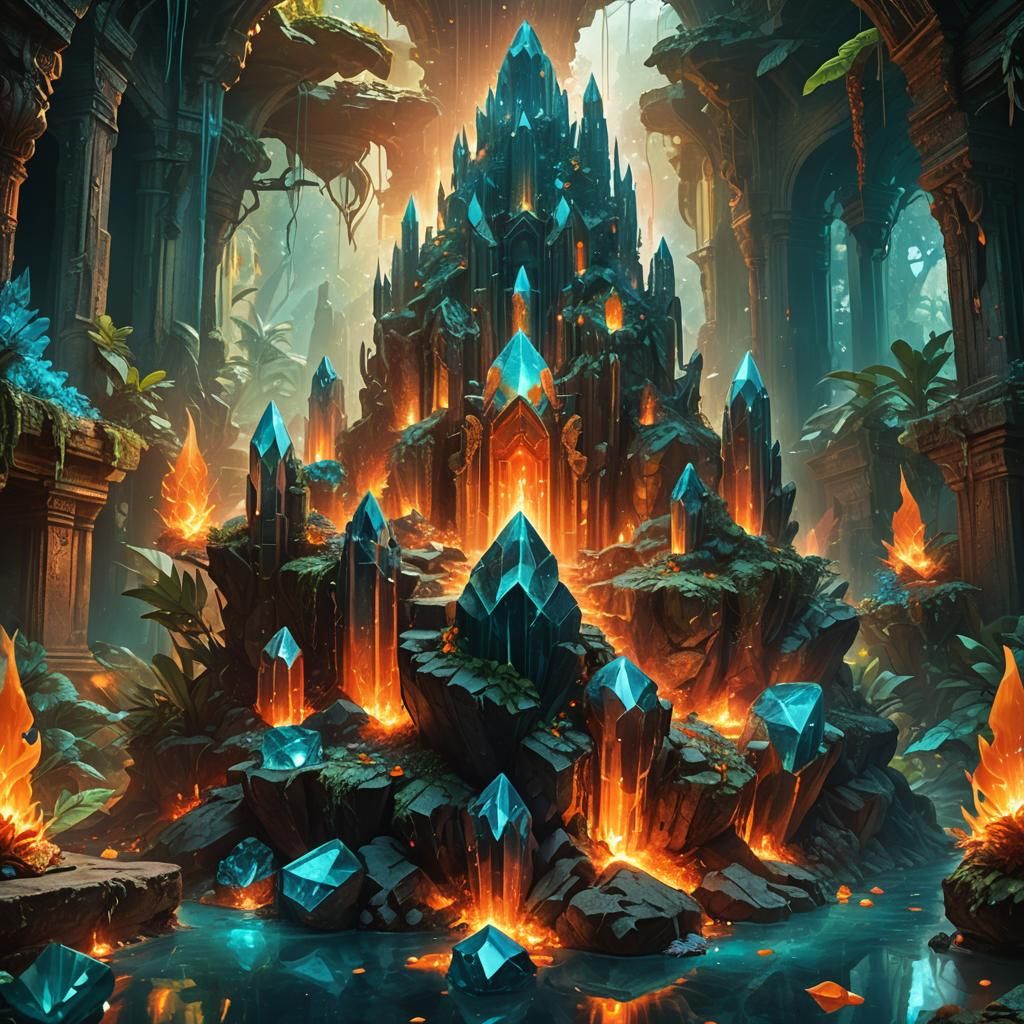 Fantasy Crystal in Tropical Temple Concept Art
