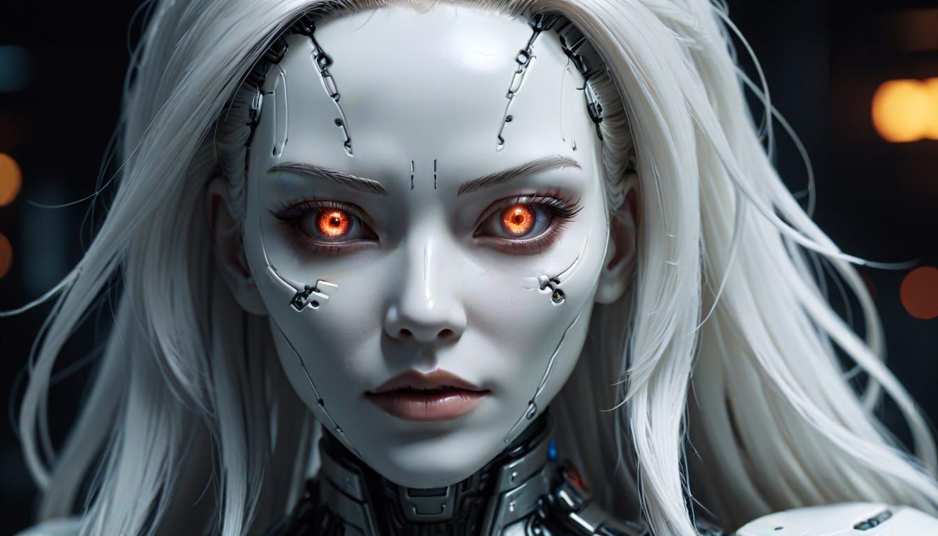 Japanese Android Gynoid in Cyberpunk Style