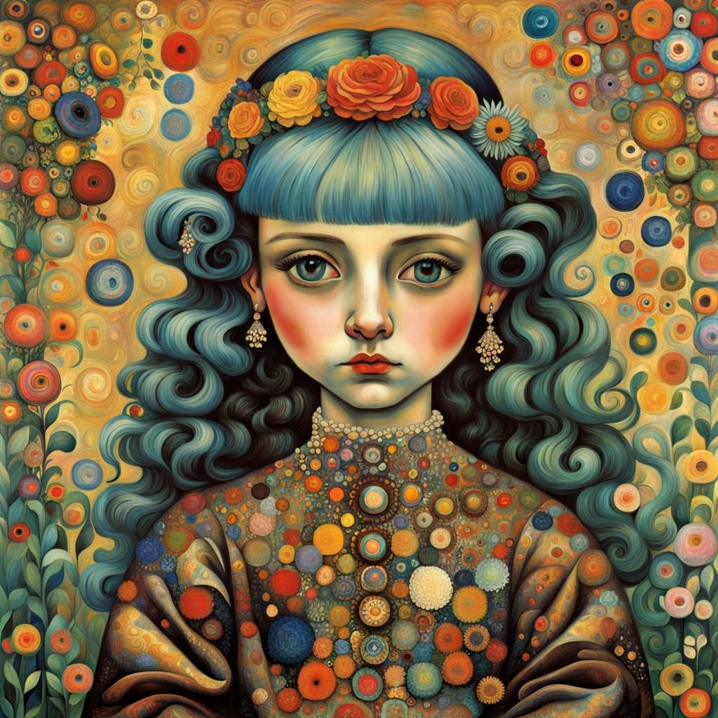 Psychedelic Queen Portrait Inspired by Classical Art