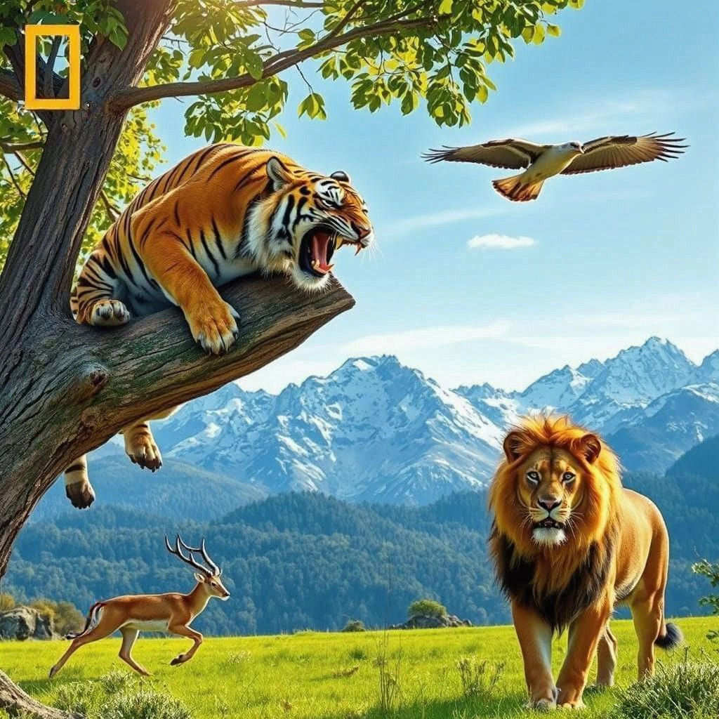 Four Animals in the Wild: A National Geographic Style