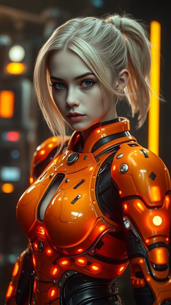 A young female cyborg