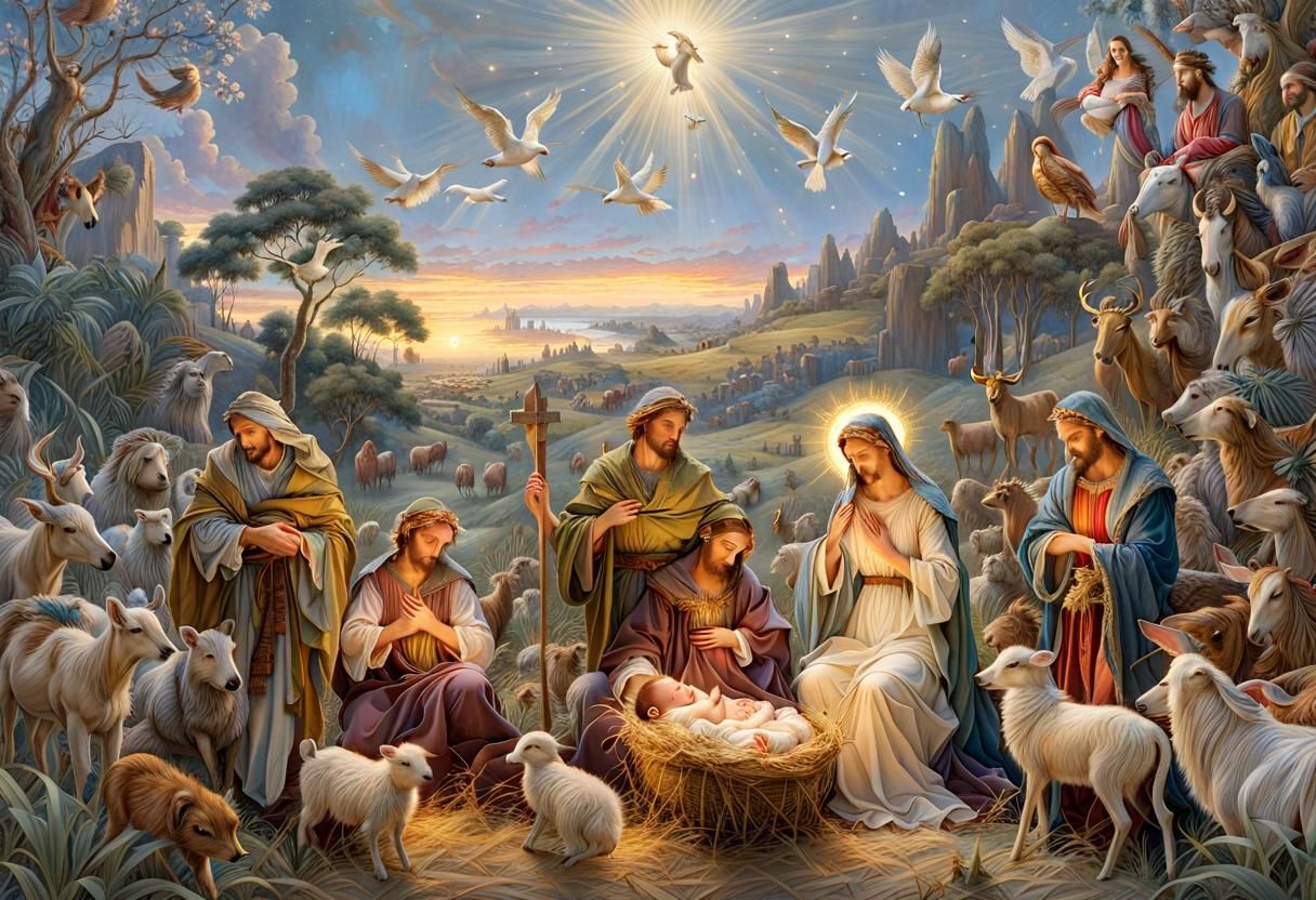 Nativity Scene: Mary, Joseph, and Baby Jesus