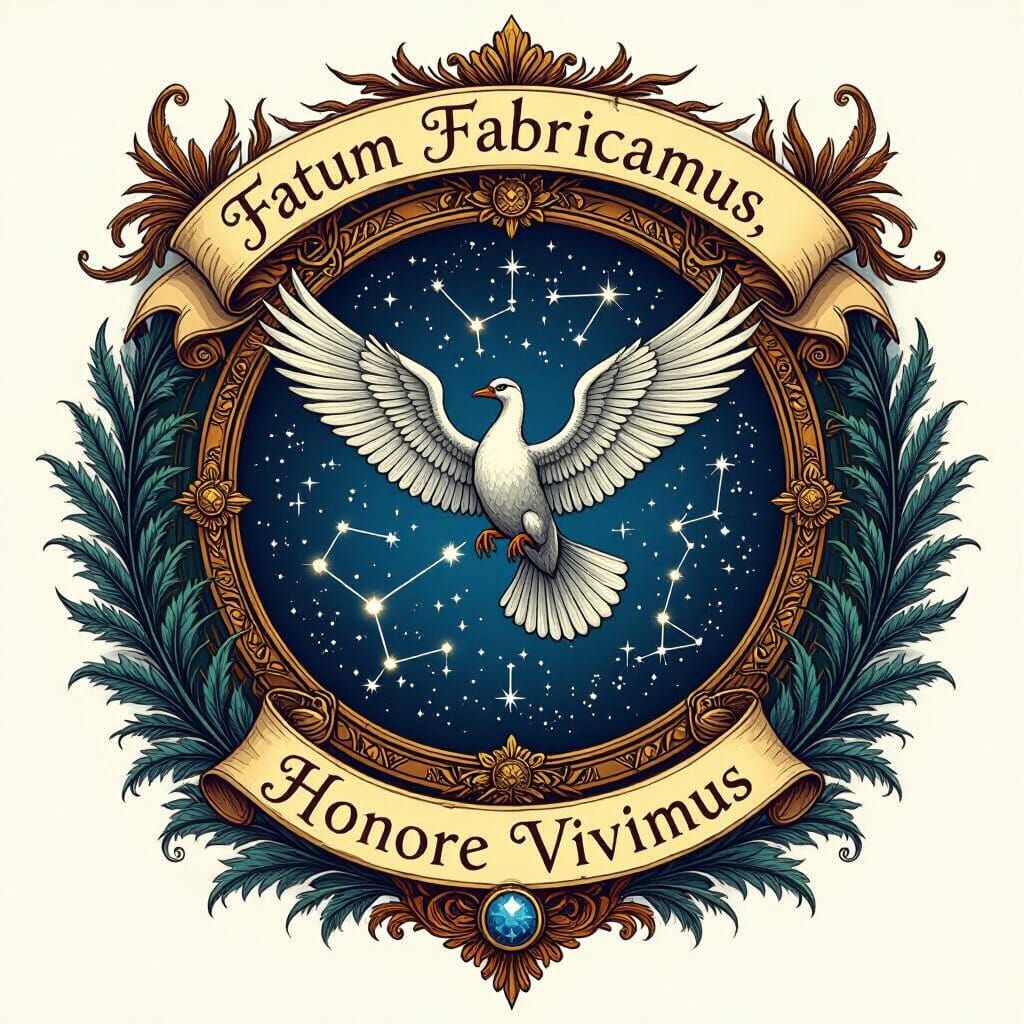 Cygnus Constellation Clan Crest in Matte Painting Style