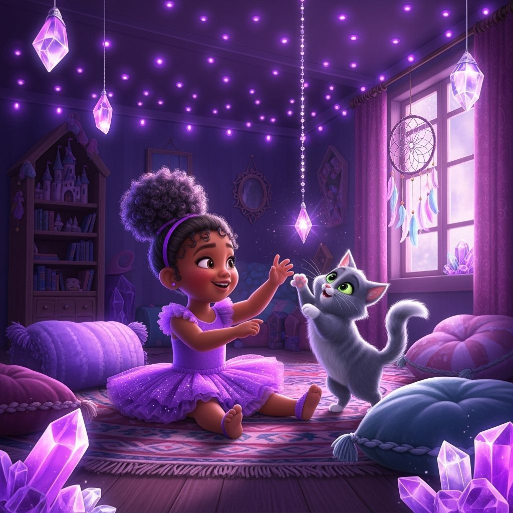 Whimsical Playtime: Girl and Cat in Pixar Style