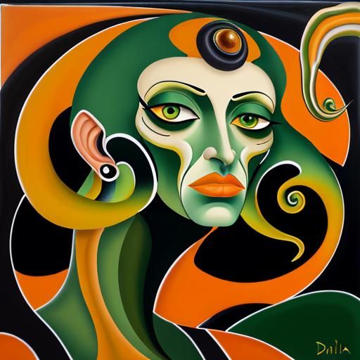 Surreal Art Deco Portrait of Grotesque Woman