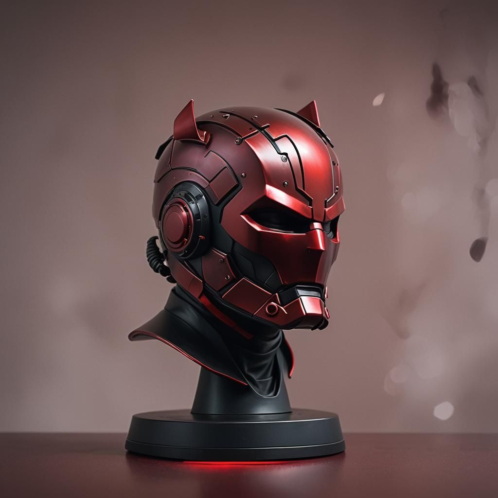 Crimson Daredevil Helmet on Display in Showroom