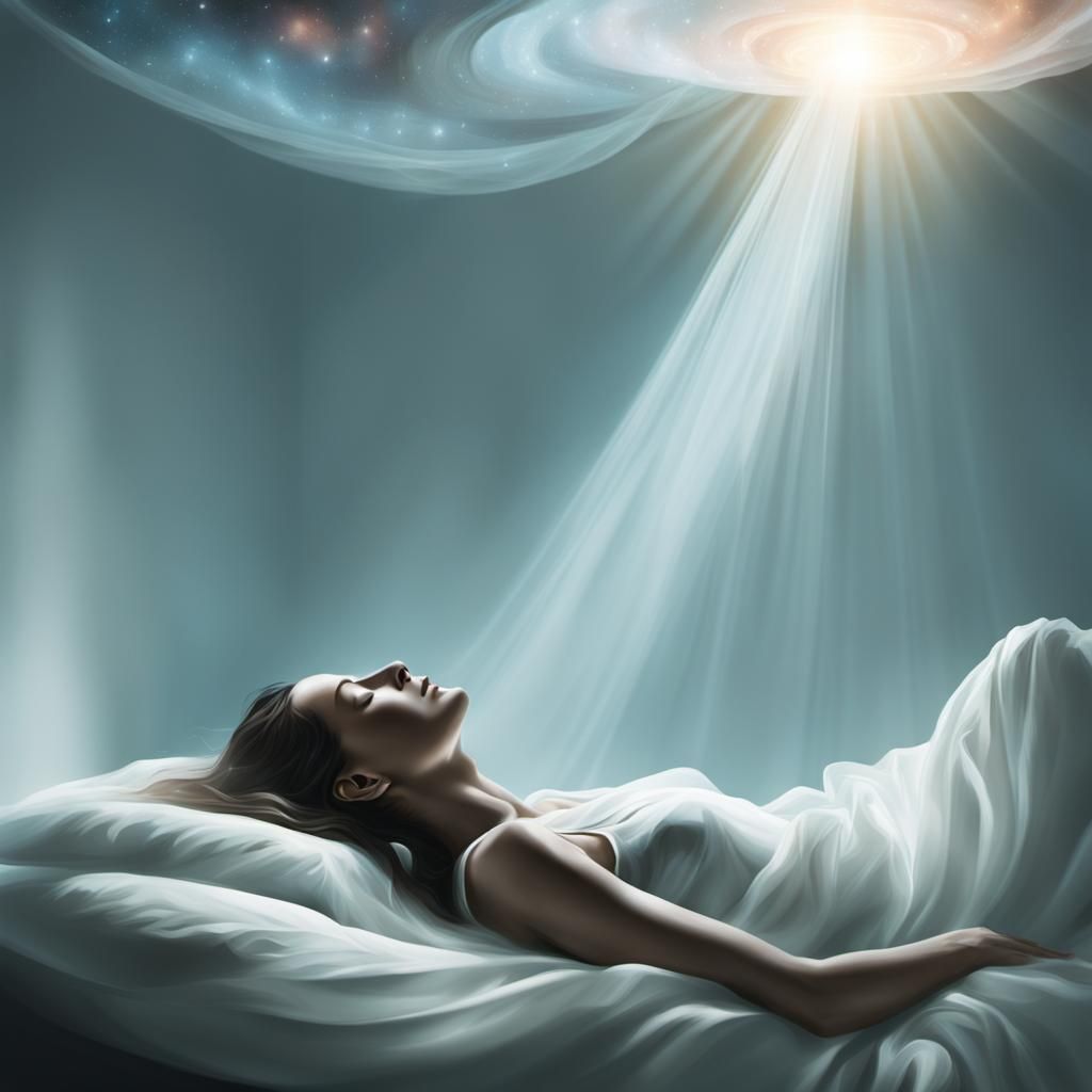 Ethereal Figure Hovers Over Sleeping Body