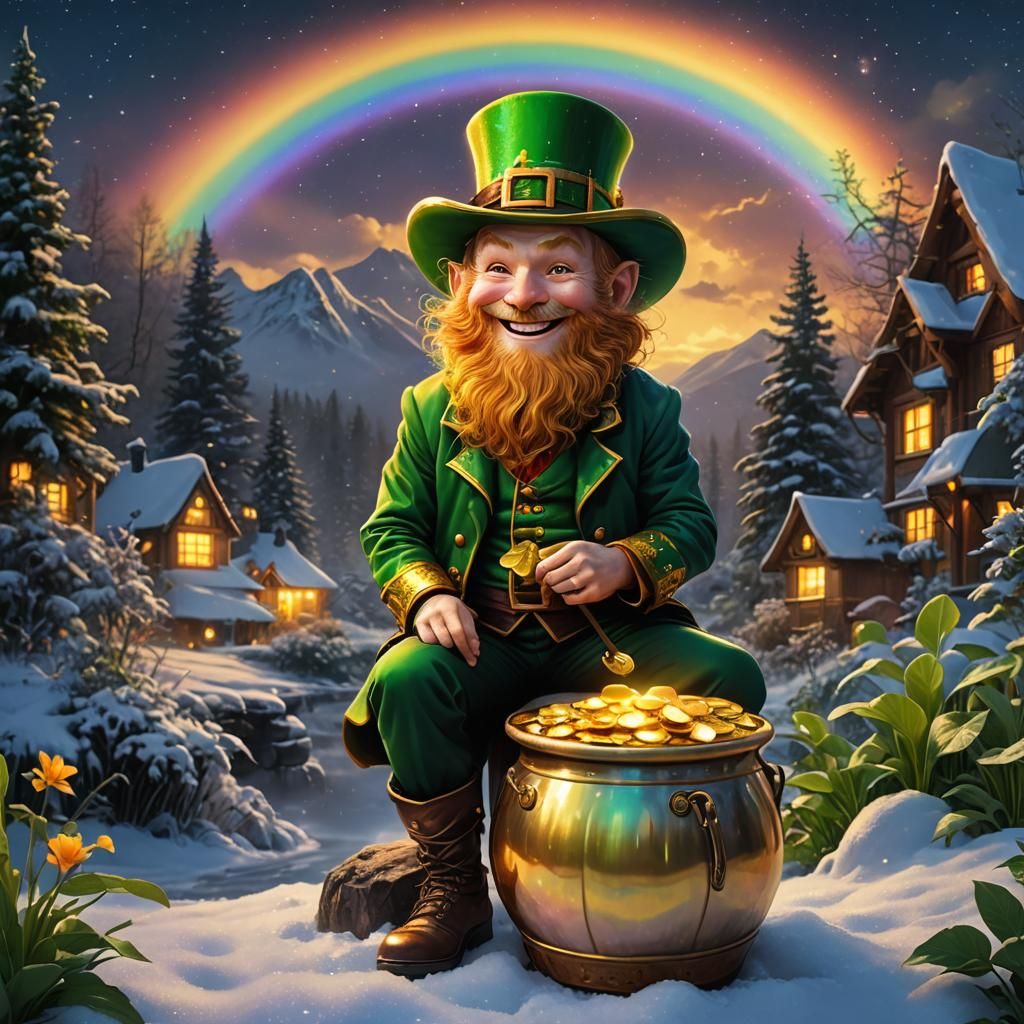 Pot of Gold at Rainbow's End: Dreamy Botanical Night