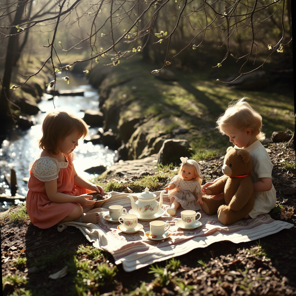 1930s Photograph of Children's Mud Pie Tea Party