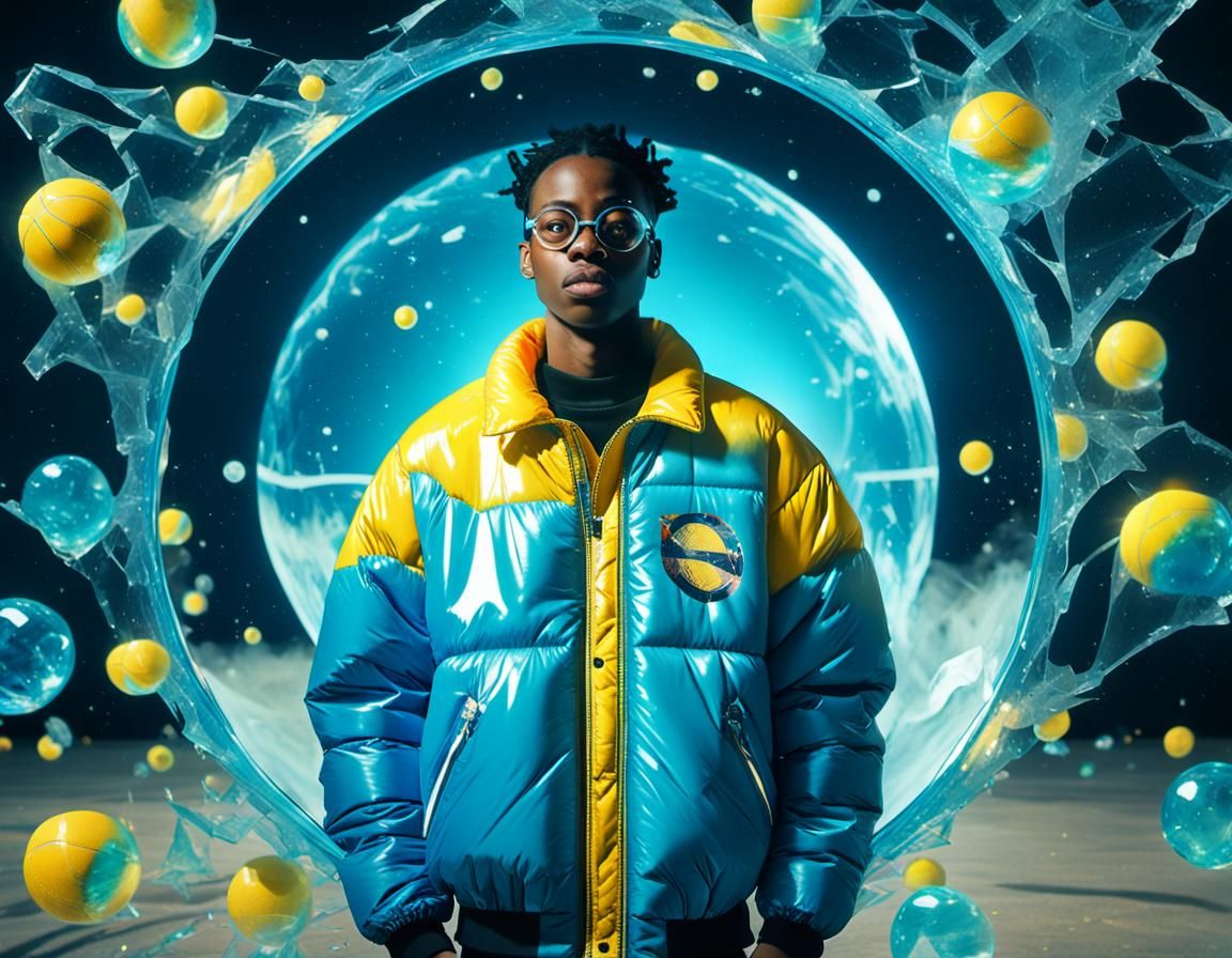 90s Nostalgia: Shattered Mirror Portrait in Y2K Style