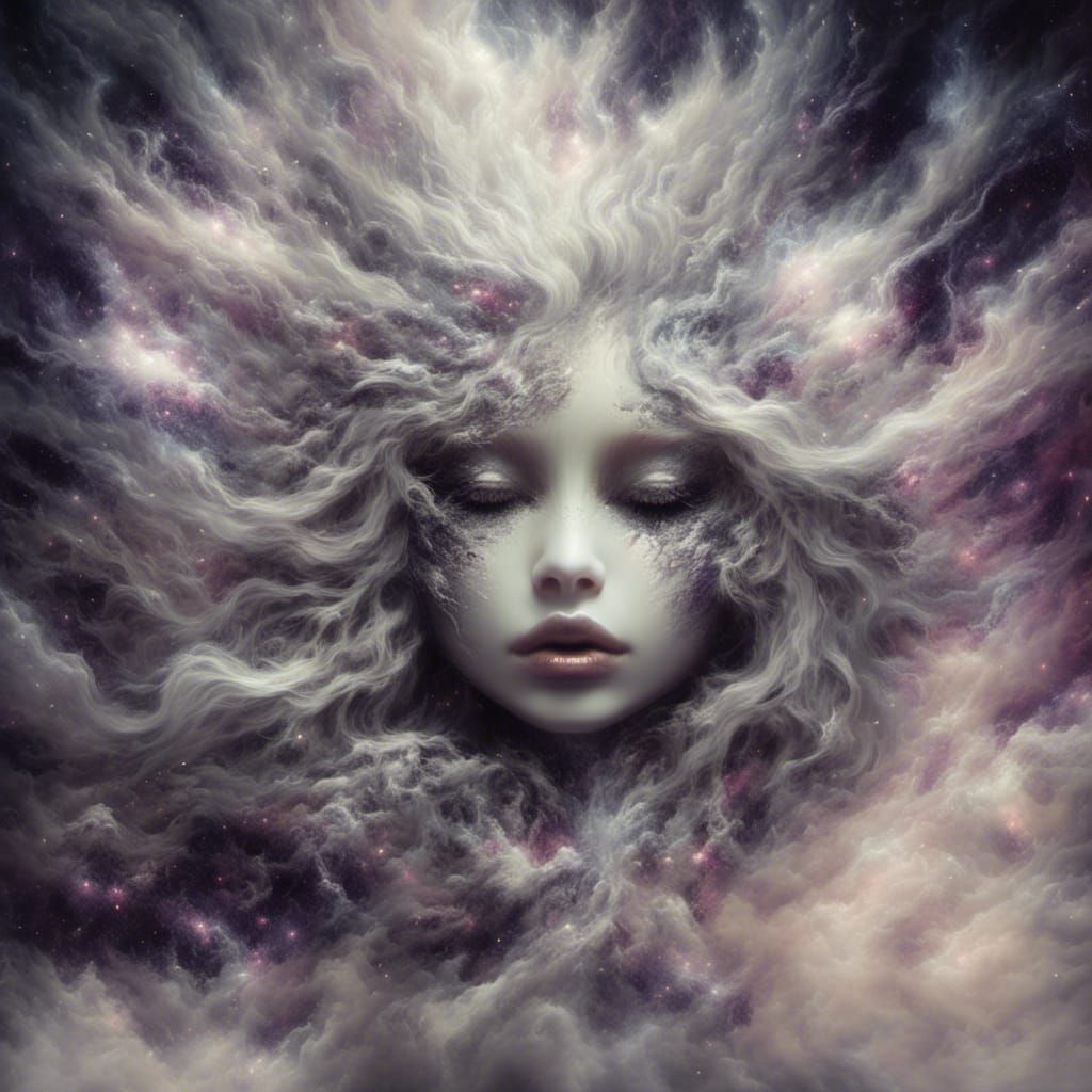 White Wolf Dissolving into Cosmic Stardust