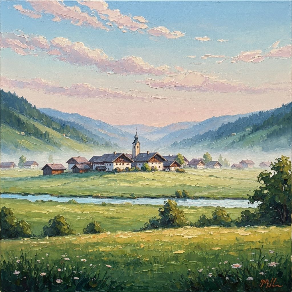 Village in the morning