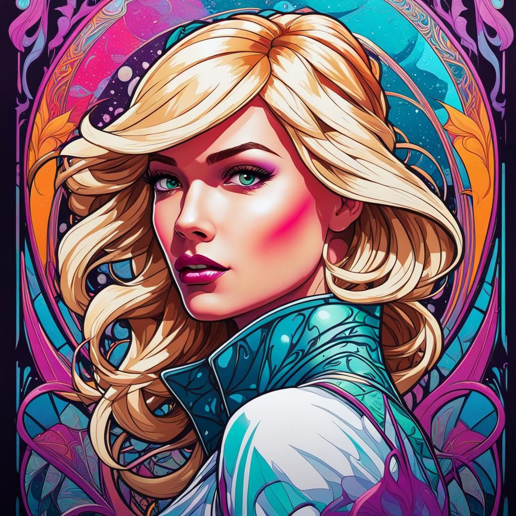 Spider-Gwen in Synthwave Graffiti Art Style