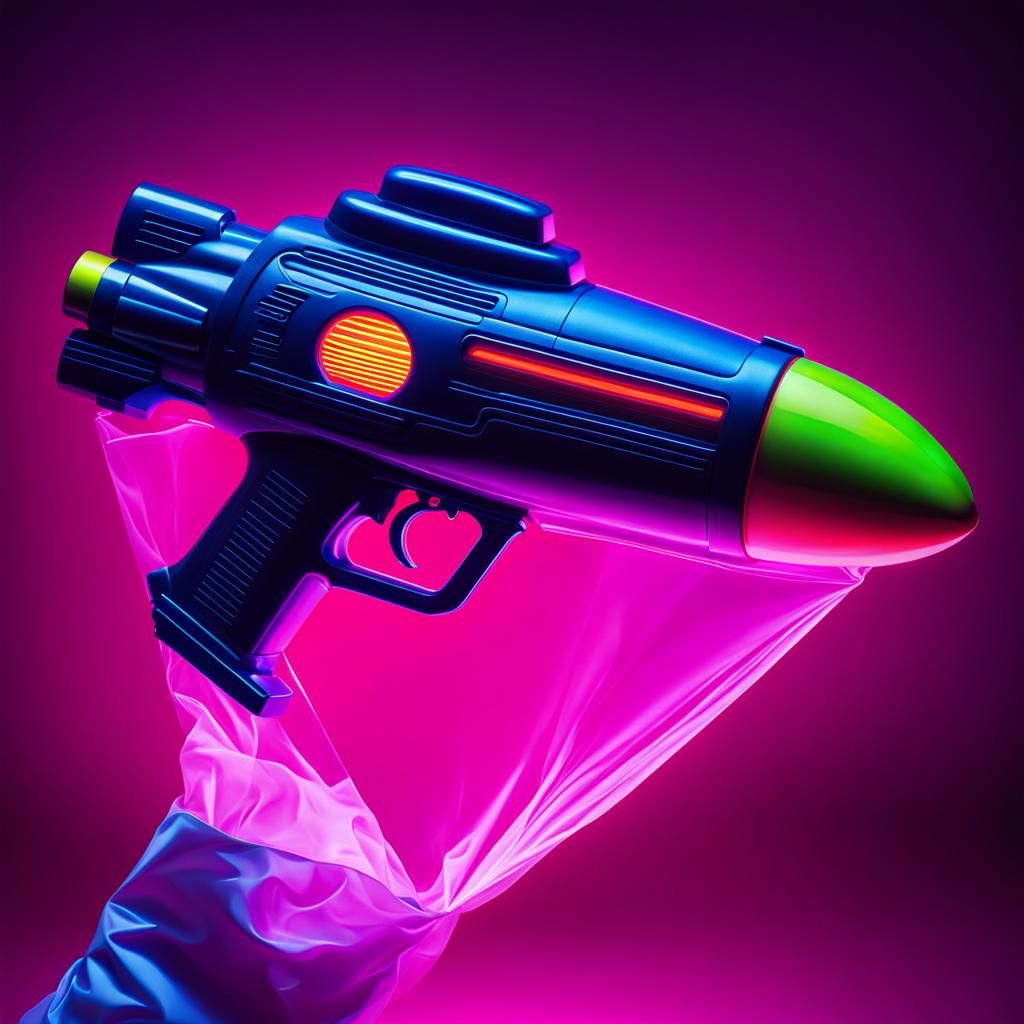 Retro Toy Space Blaster in Synthwave Style