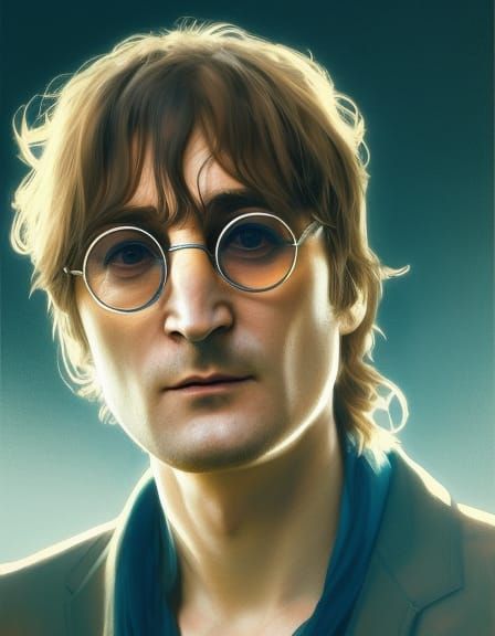 Detailed Portrait of John Lennon in Art Nouveau Style