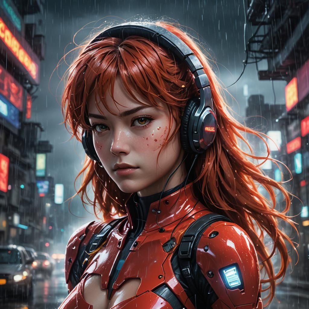 Asuka Langley in Red Bodysuit with Interface Headset
