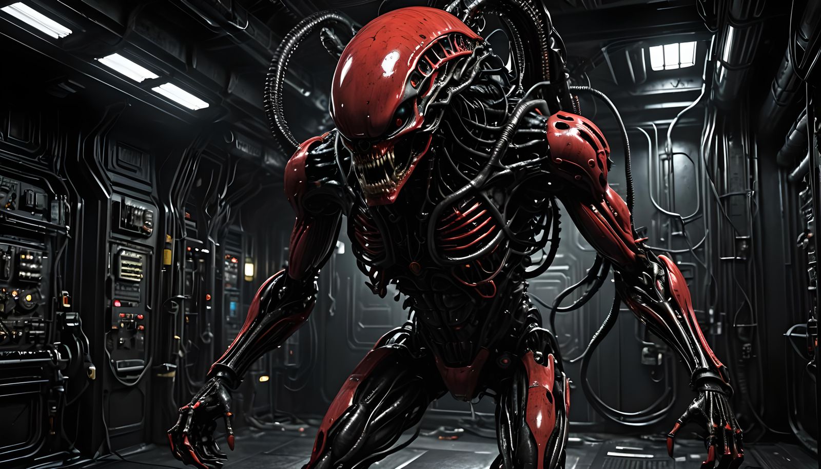 Ultra-Detailed Alien Machine in a Sci-Fi Horror Style