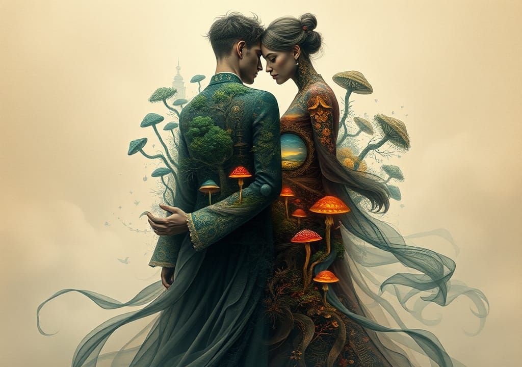 Ethereal Figures in Dreamlike Mindscape Concept Art