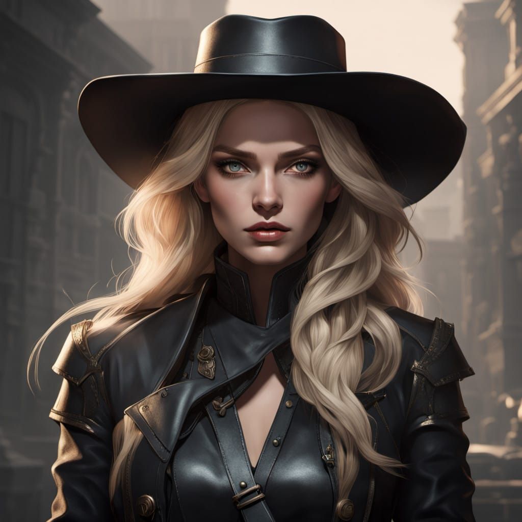 Dramatic Portrait of a Fearless Woman in a Black Duster Coat