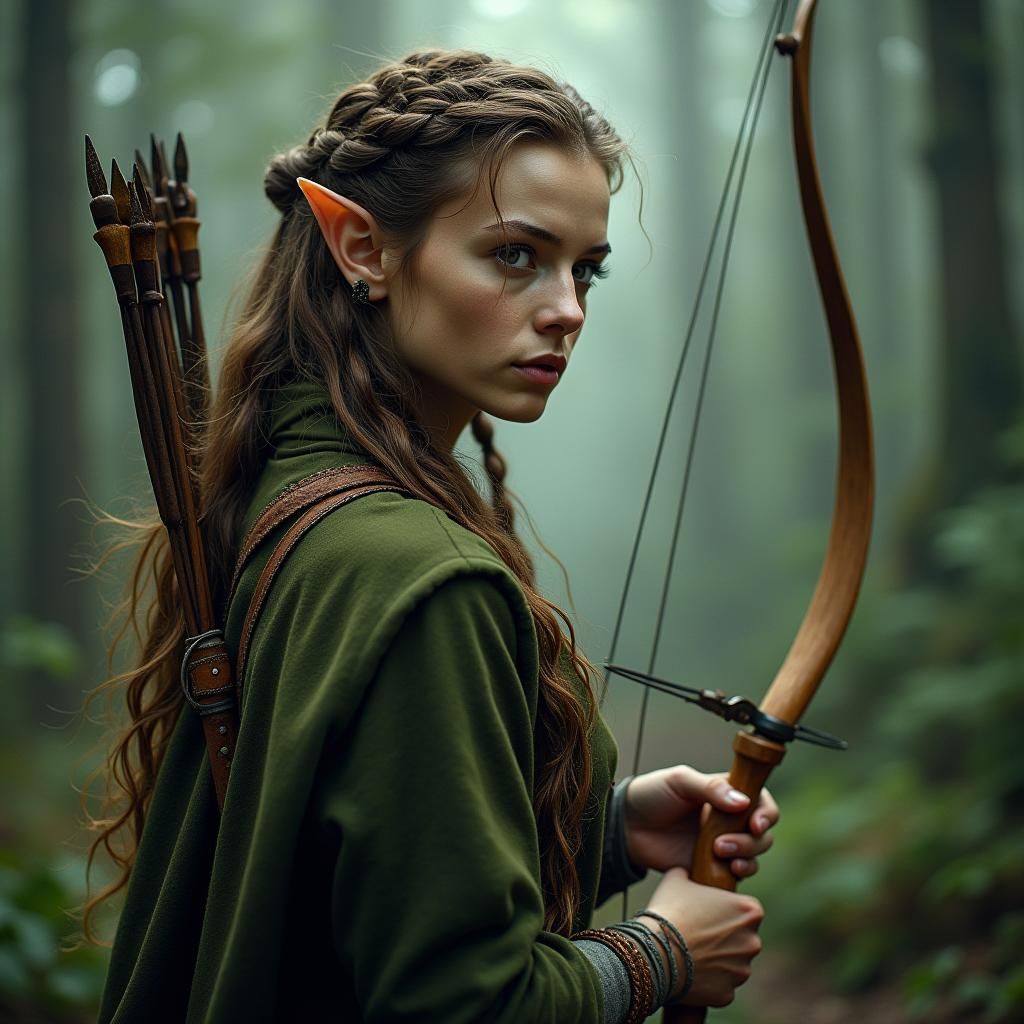 Majestic Wood Elf in Ancient Forest