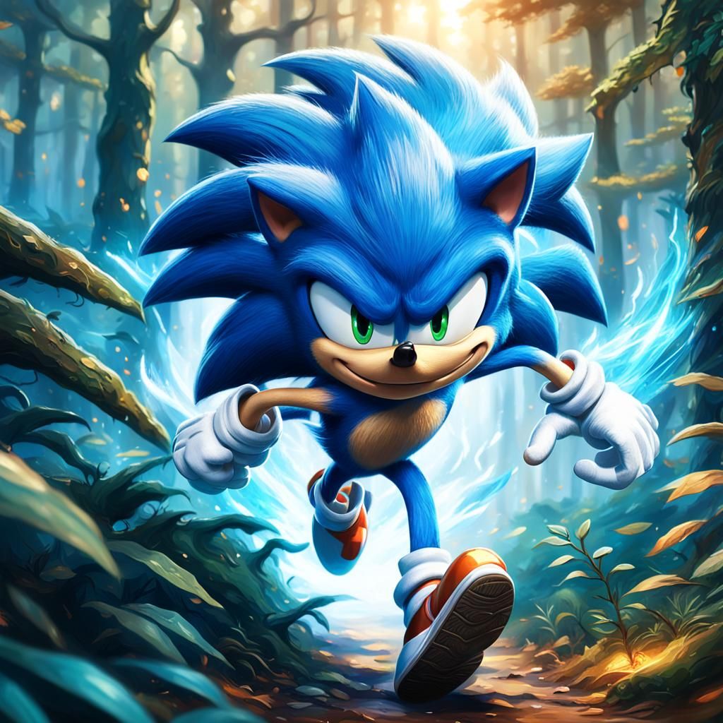 Sonic the Hedgehog Runs Through Mystical Forest as Impasto P...
