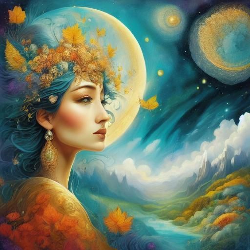 Woman in Beauty Walks Under Starry Skies