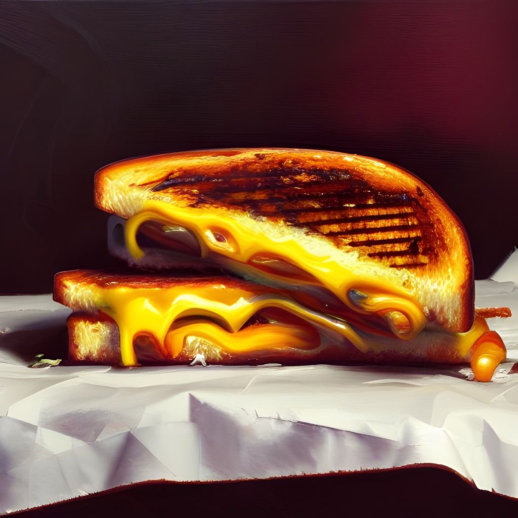 Grilled Cheese Sandwich: Detailed Oil Painting