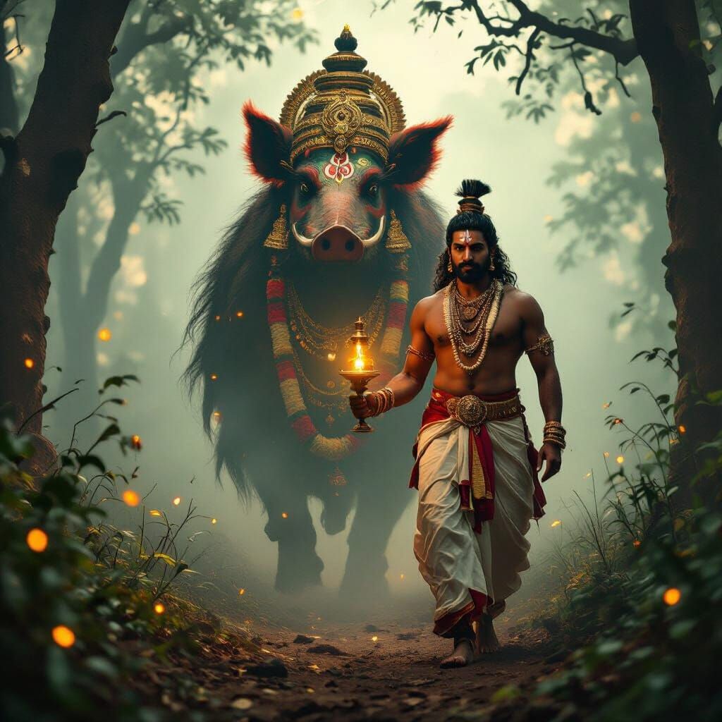 Kantara Inspired Scene with Divine Spirit