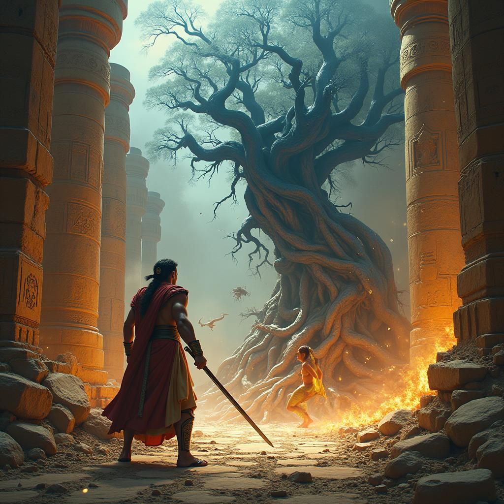 Gilgamesh and Enkidu: Epic Battle in Ancient Mesopotamia