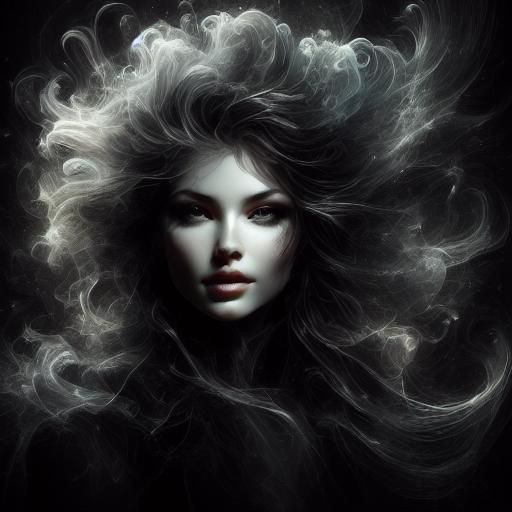 Goth Woman Rising from Streets in Ethereal Magic