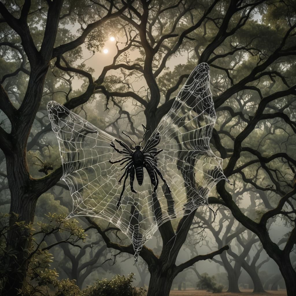 Butterfly Spiderweb Outlines Galloping Horse