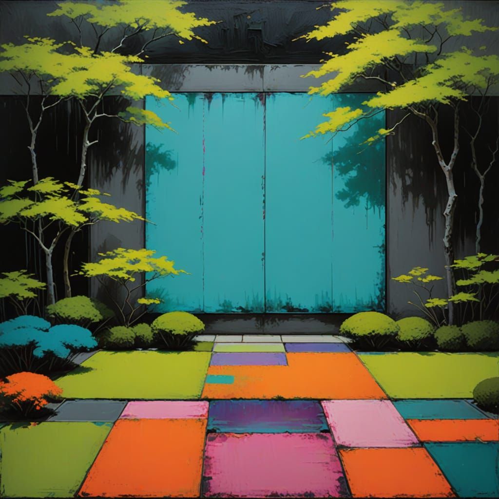 Vibrant Abstraction in a Modern Japanese Garden