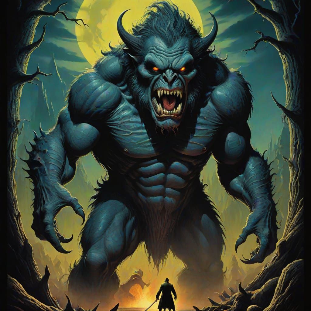 Retro Horror Movie Poster in the Style of Gustave Doré