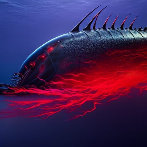 Giant Krill Monster in Deep Ocean: Hyperrealistic Artwork