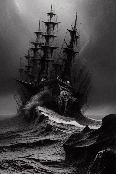 Hyperdetailed Punk Sea King Charcoal Drawing