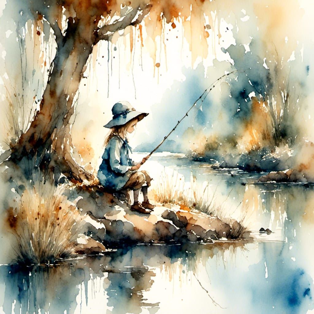 Fishing Watercolour