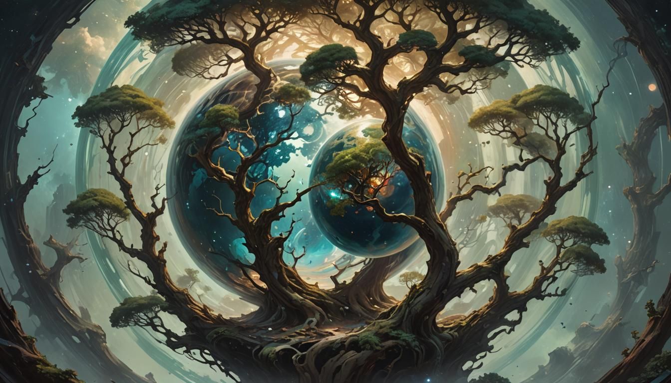 Tree of Life Planet Art in Guweiz Style