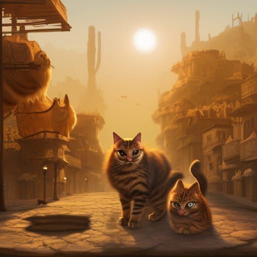 Anthropomorphic Cats on a Desert Planet
